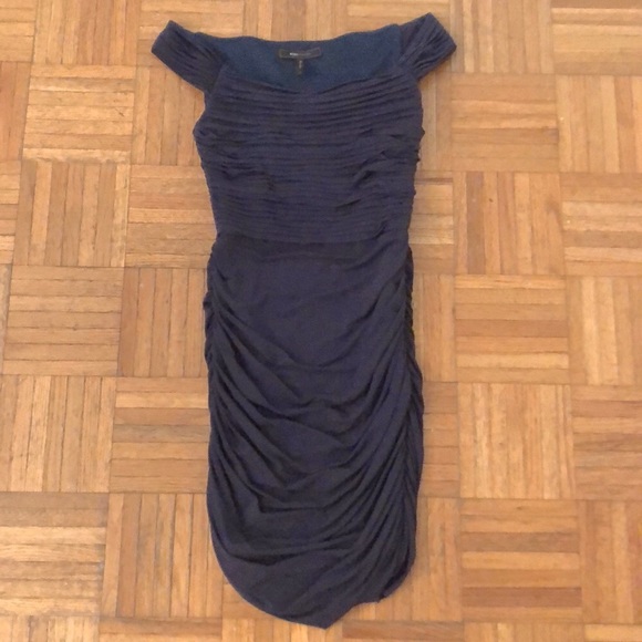 BCBG Navy Off The Shoulder Dress Size XS - Picture 4 of 5
